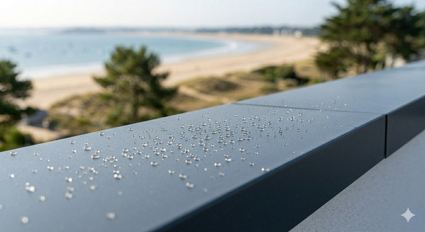 Couvertine aluminium bord de mer résistante à la corrosion saline à La Baule-Escoublac.