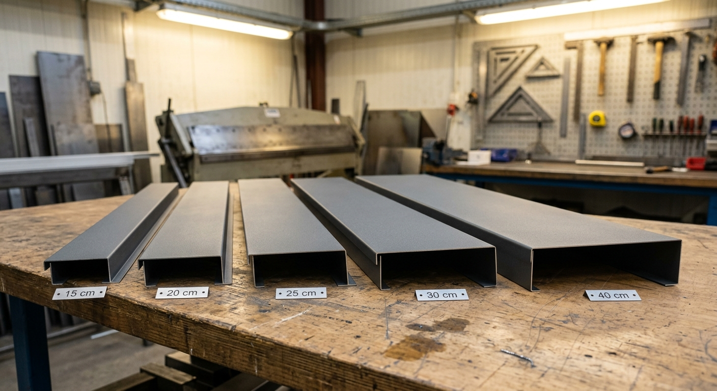 Gamme de couvertines aluminium sur mesure de TB Rénovation : largeurs disponibles de 15 à 50 cm