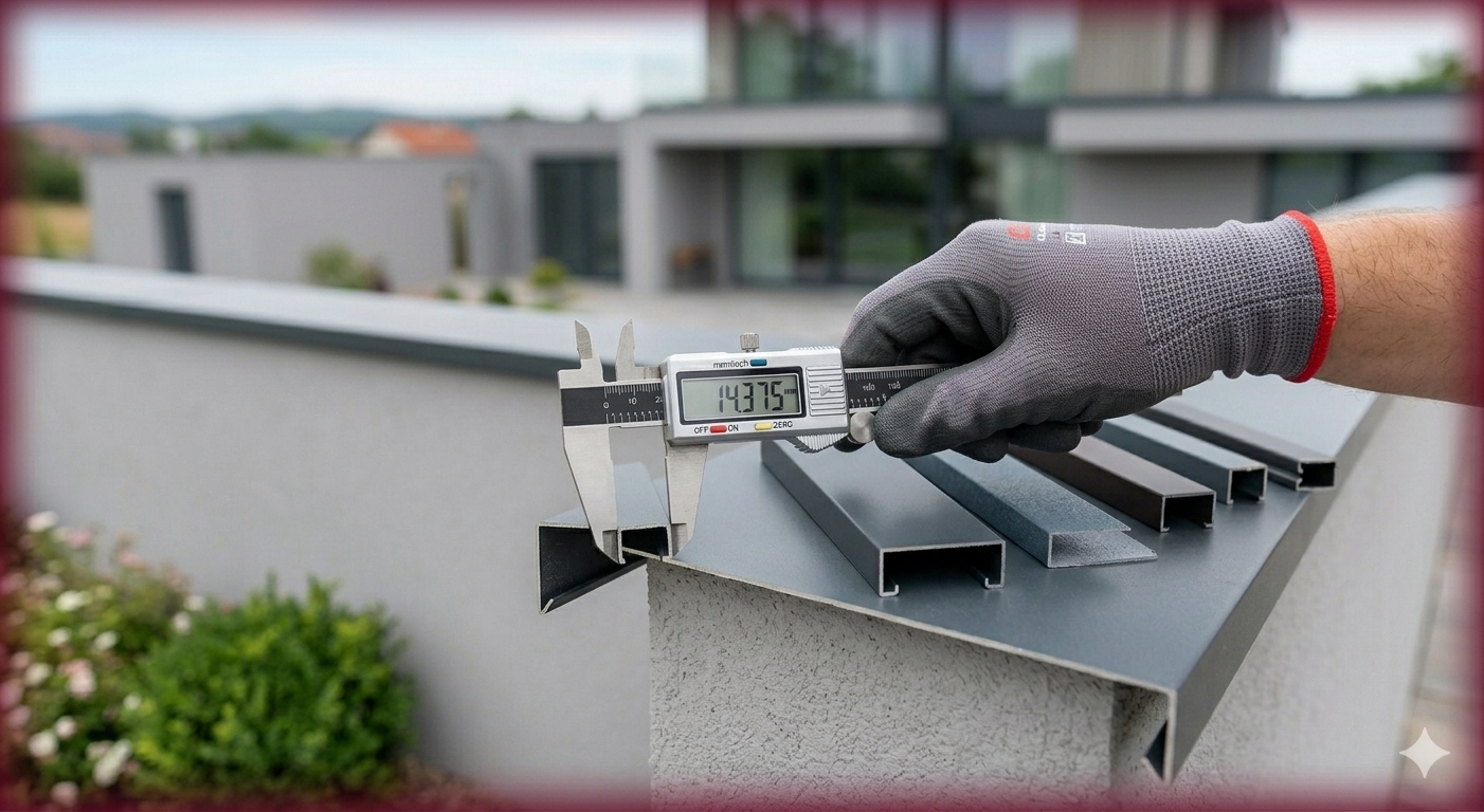 Différents profils et largeurs de couvertines en aluminium sur mesure pour s'adapter à toutes les épaisseurs de murs.