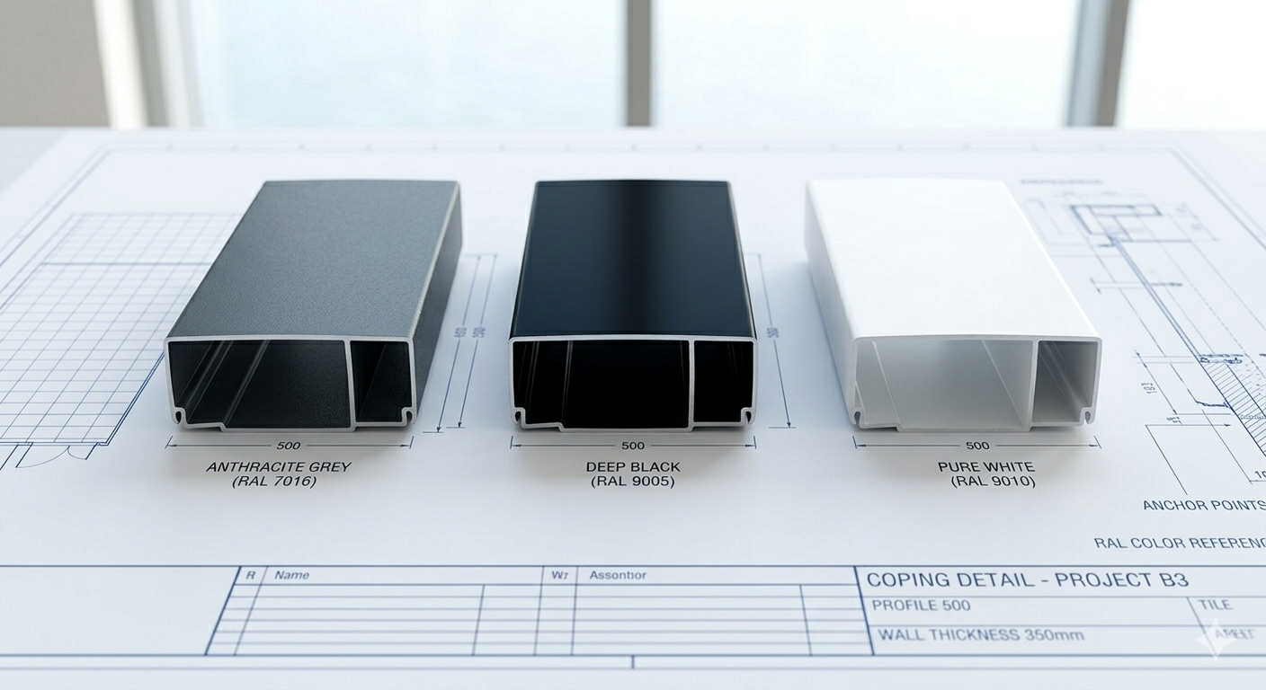 Choix de coloris RAL pour couvertine aluminium sur mesure à Pornichet et La Baule.