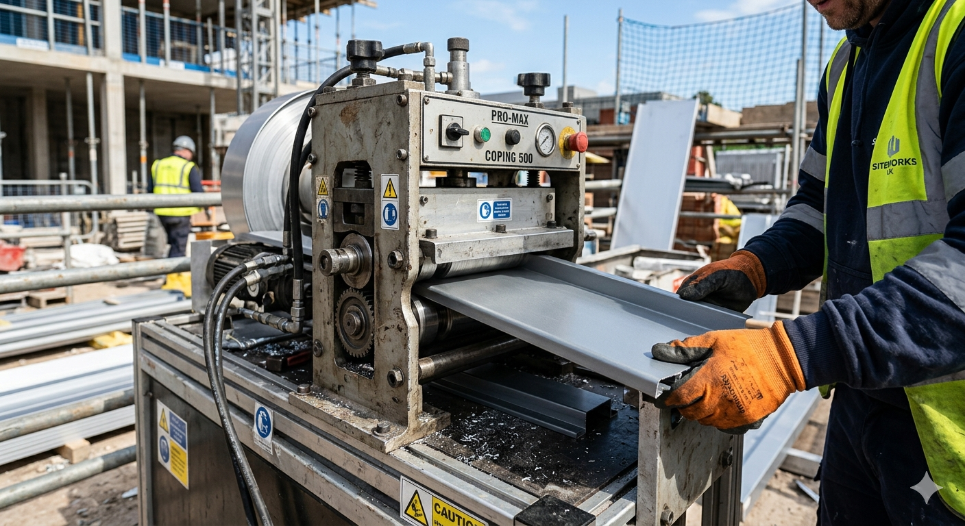 Machine de profilage en continu pour couvertine aluminium sur mesure à Nantes.