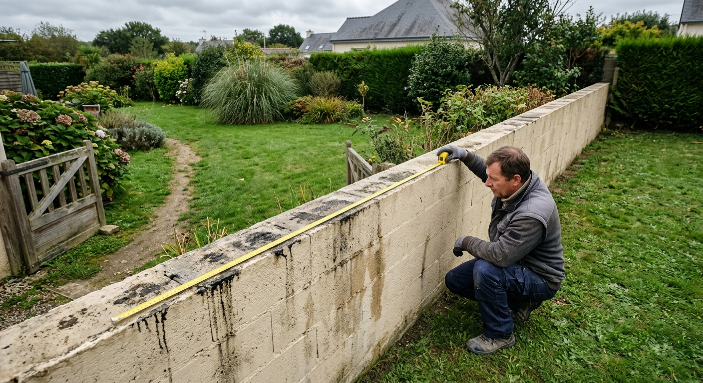 Relevé de cotes d'un muret avant pose de couvertine — TB Rénovation et Nettoyage, Nantes (44)