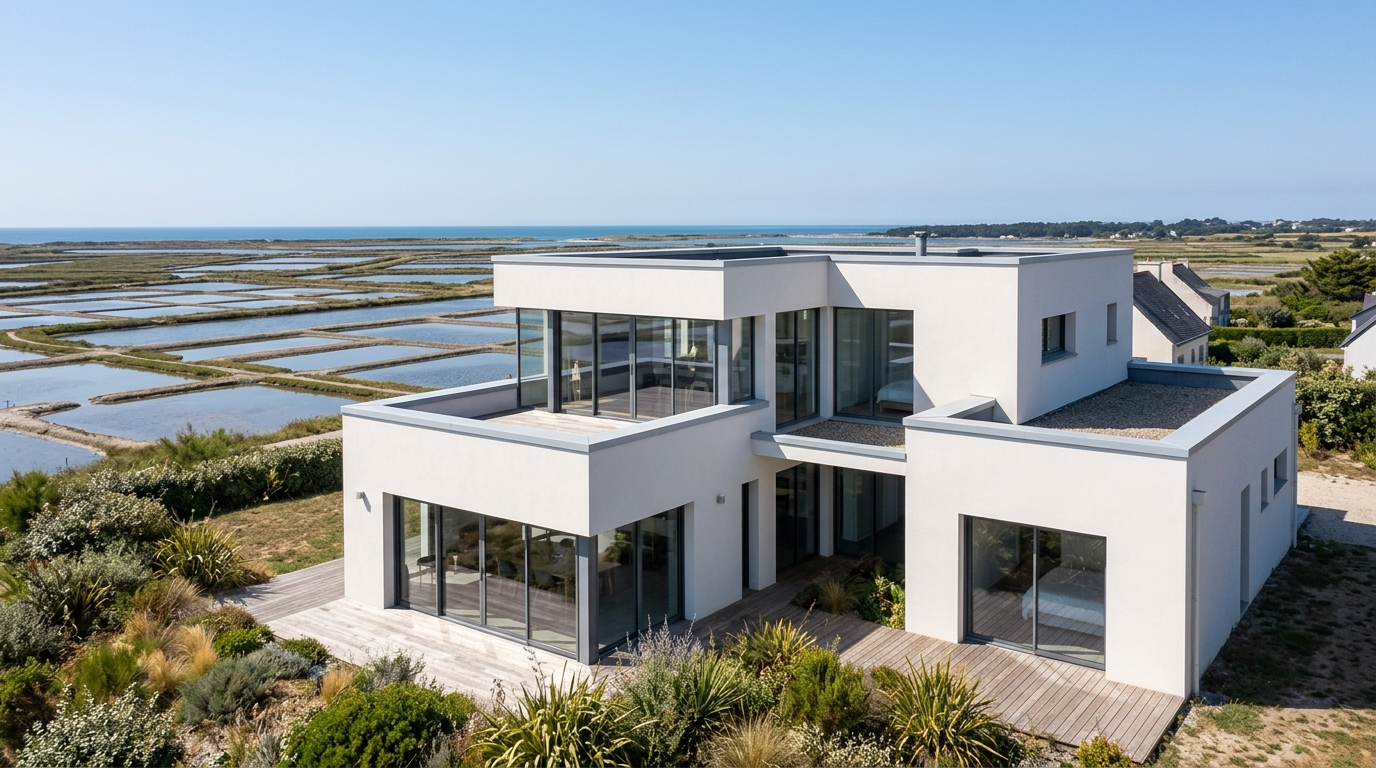 Couvertine alu sur mesure maison d'architecte presqu'île de Guérande