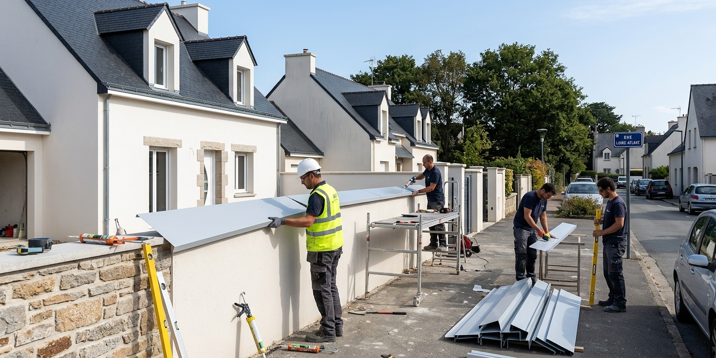 Intervention TB Rénovation pose couvertine muret dans quartier résidentiel nantais