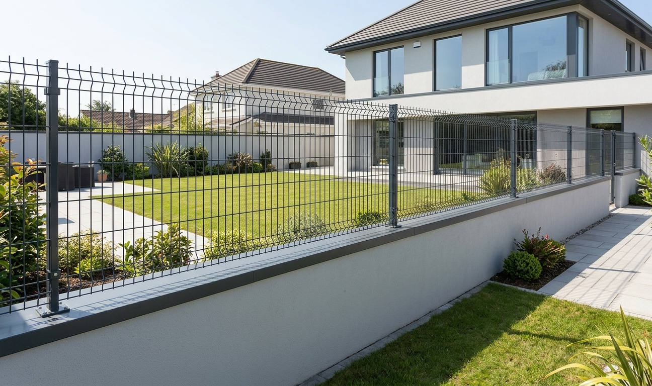 Platine de fixation poteau clôture traversant la couvertine aluminium