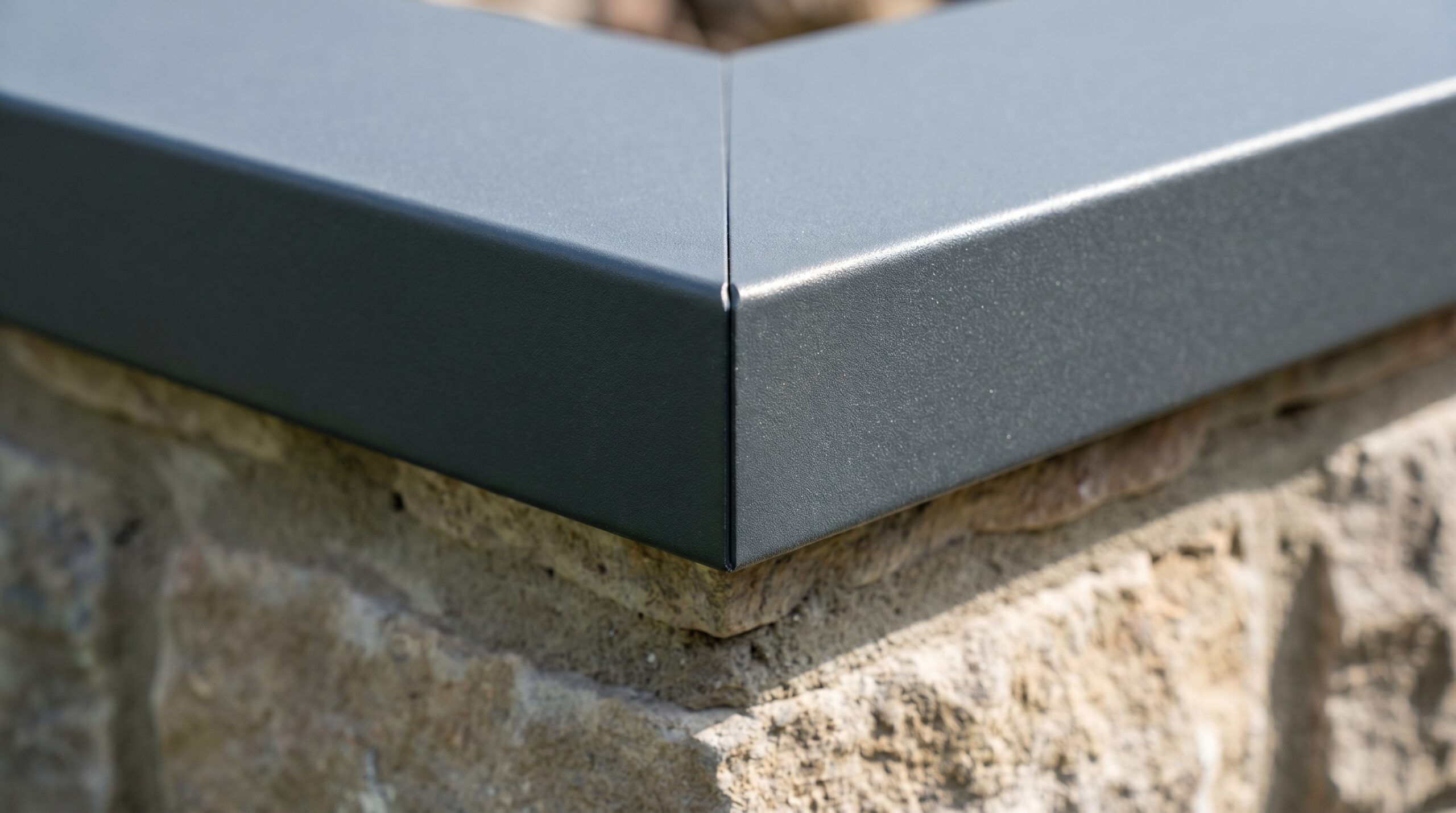 angle jonction couvertine aluminium sur mur finition pro