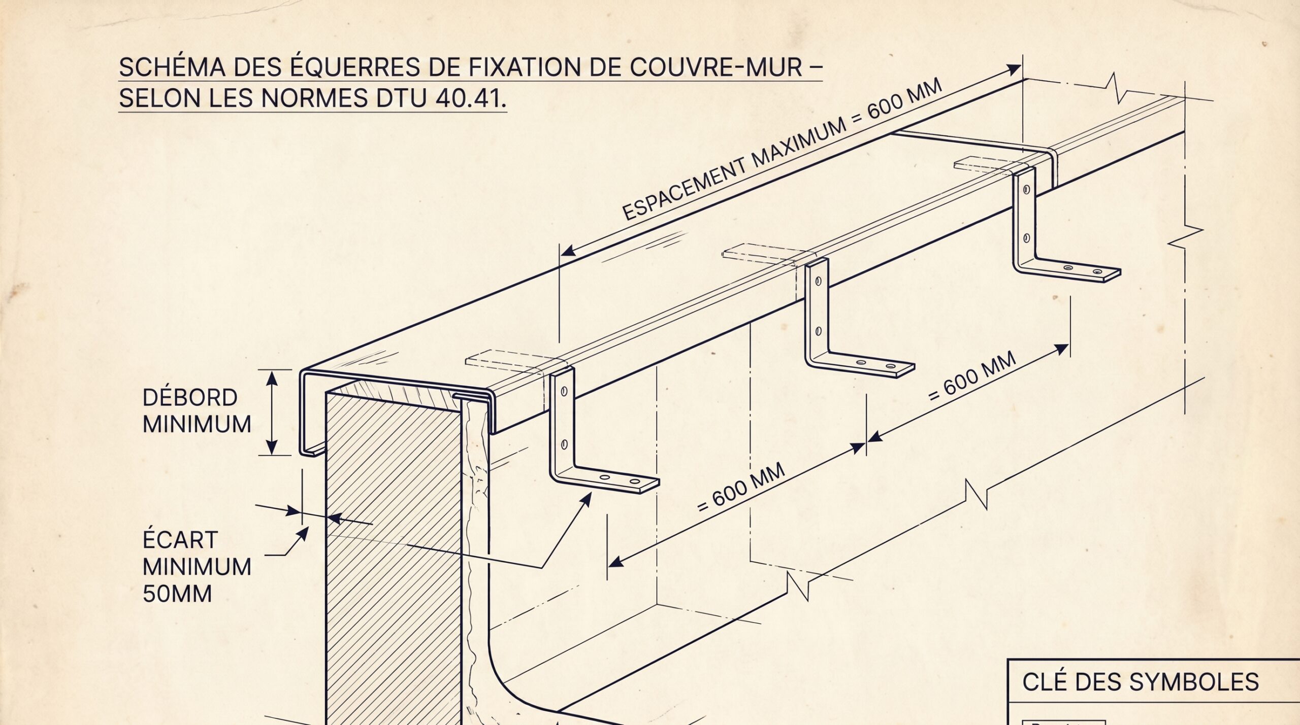 espacement pattes couvertine alu DTU 40.41 pro