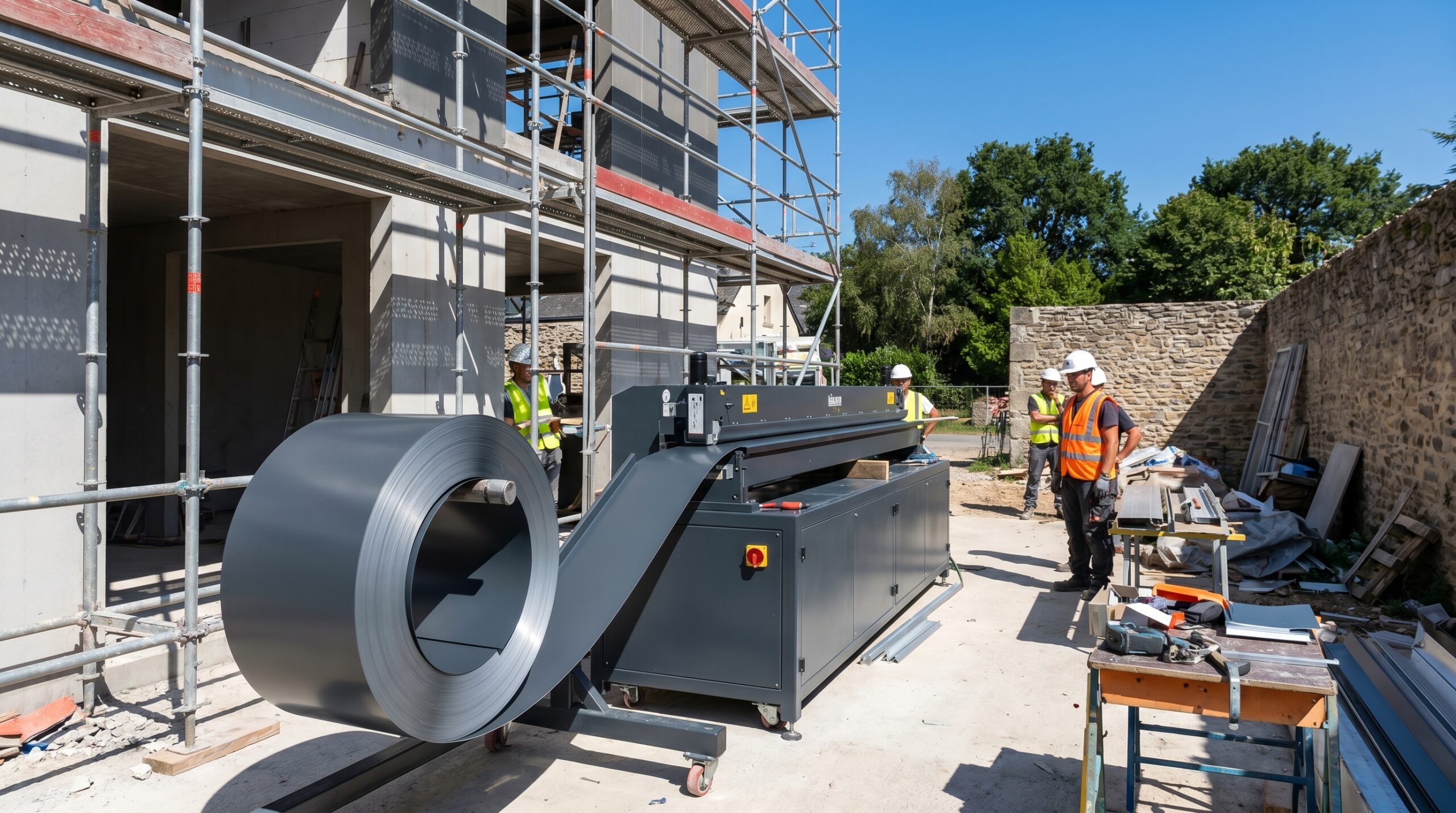 plieuse professionnelle couvertine aluminium sur chantier Loire-Atlantique